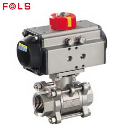 DN15-DN50 1/2- 4"INCH PN25  3 pc metal hard sealing Pneumatic stainless steel ball valve