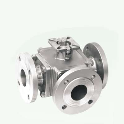 stainless steel 304 ANSI 150lbs 4 way flange multi port ball valve