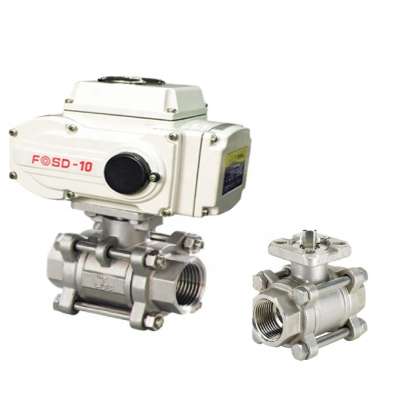 DN15-80 Stainless Steel electric 3 piece design ball valve